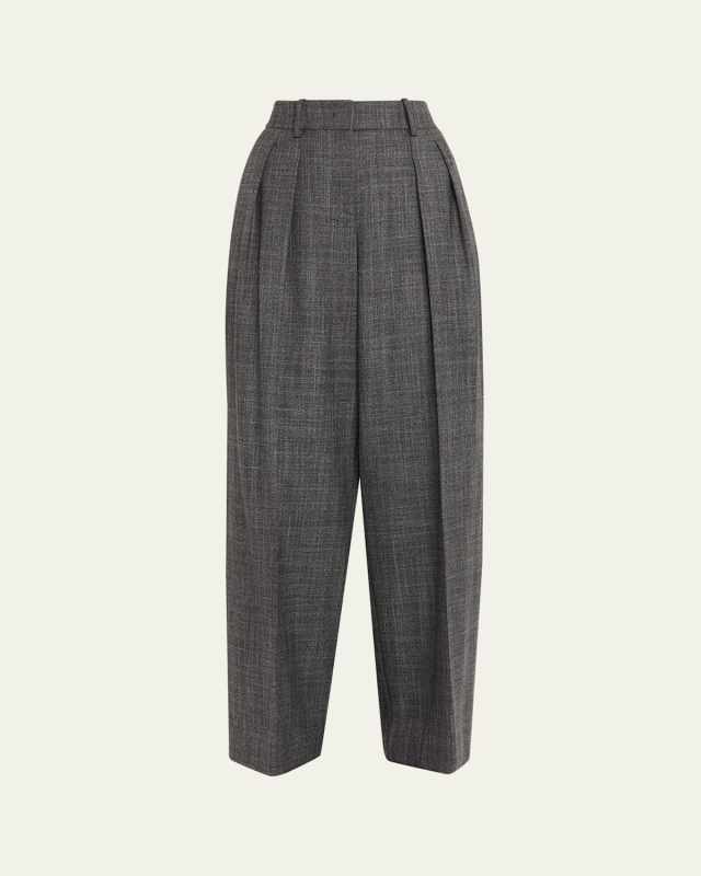 Pleated Slouch Wide-Leg Trousers